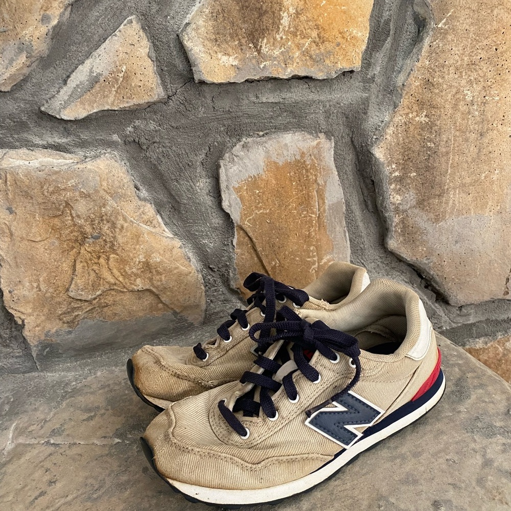 New Balance Beige and Navy Sneakers - Picture 3 of 6